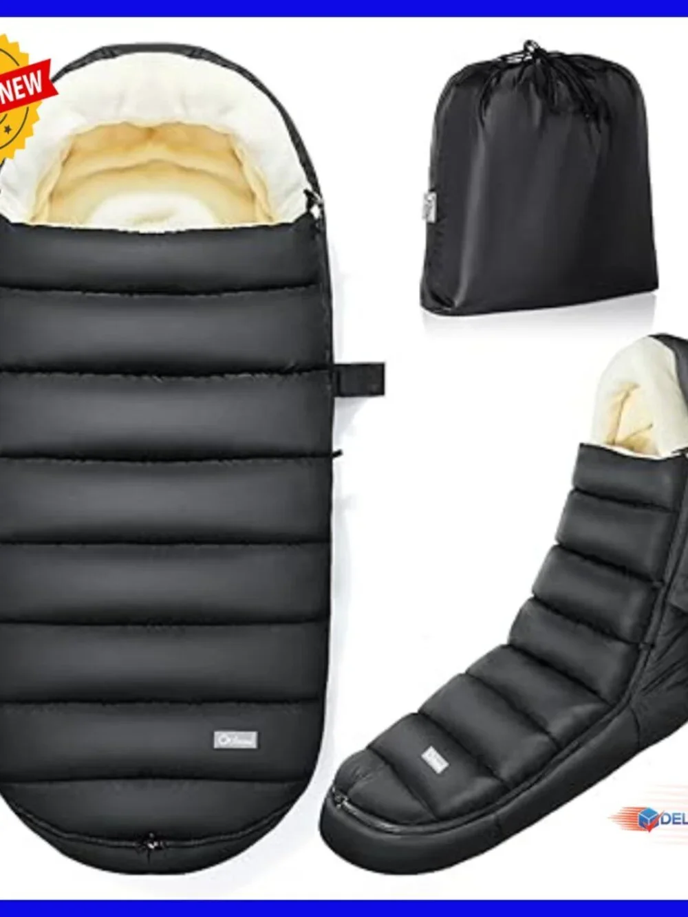 Universal Stroller Footmuff Winter Bunting Bag with Removable Zipper